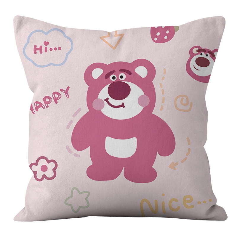 Vỏ Gối Gấu Dâu Lotso Hai Mặt In Họa Tiết Hoạt Hình Anime Đáng Yêu