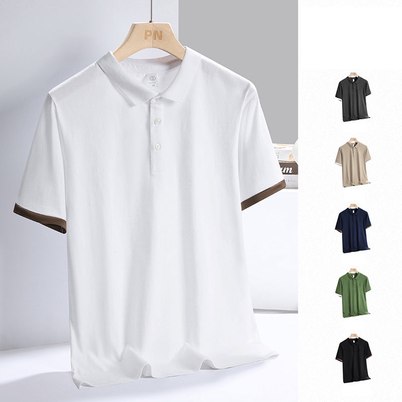 Áo polo Mỏng Tay Ngắn Màu Trơn Thời Trang Mùa Hè Cho Nam