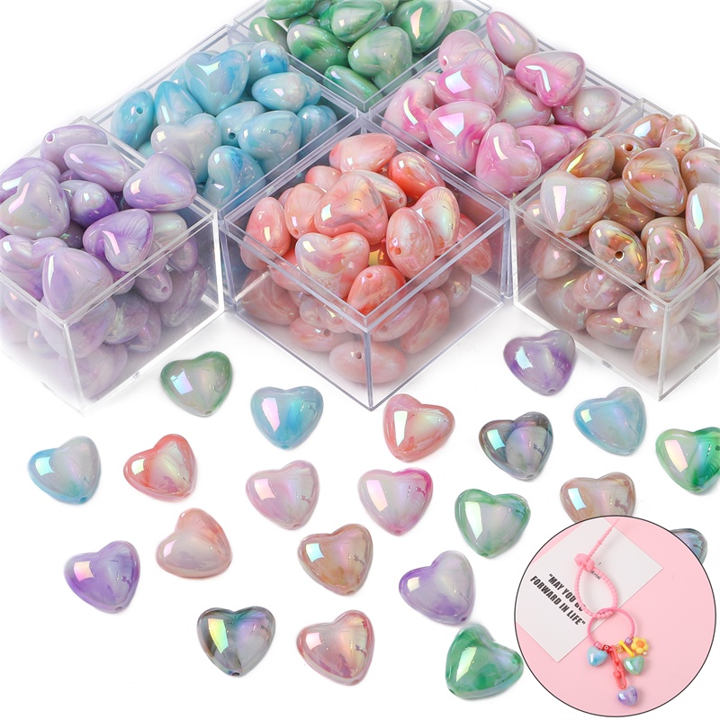 Chuỗi Hạt Hình Trái Tim Nhiều Màu Kích Thước 19X18mm Dùng Làm Trang Sức / Điện Thoại / Móc Khóa Diy