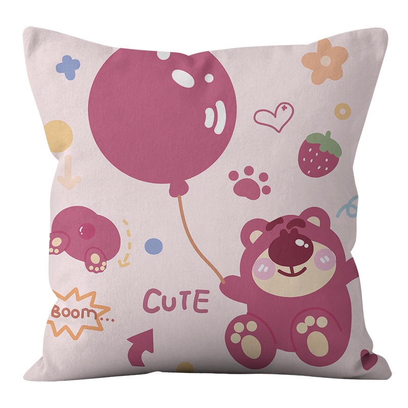 Vỏ Gối Gấu Dâu Lotso Hai Mặt In Họa Tiết Hoạt Hình Anime Đáng Yêu