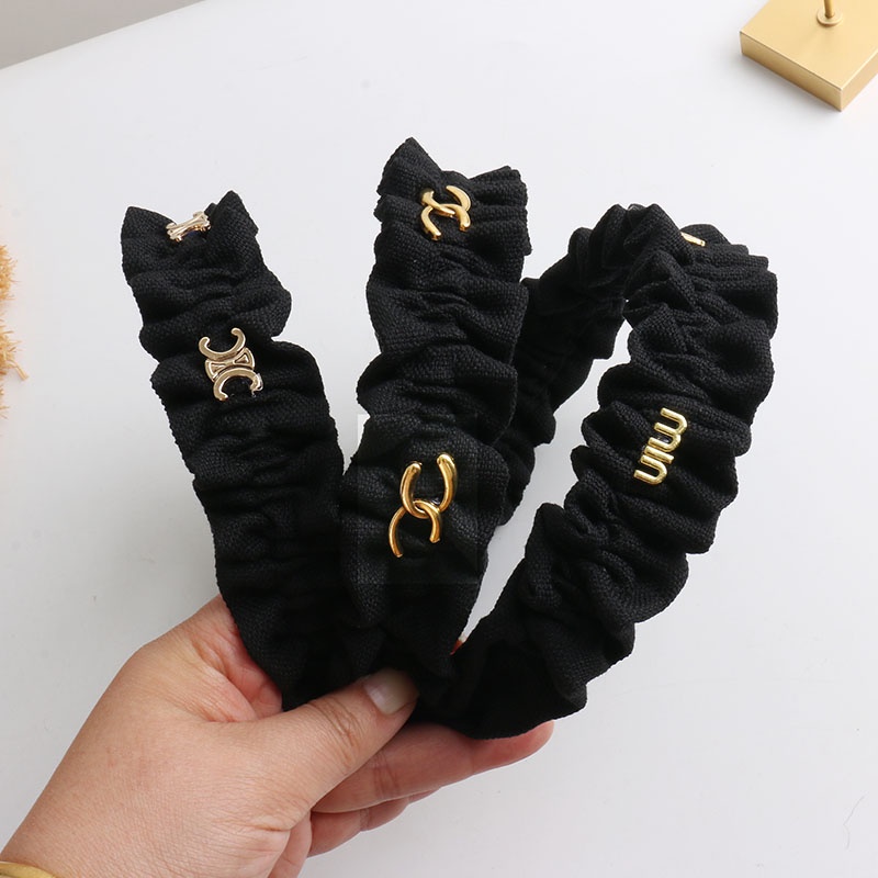 Băng Đô Cài Tóc Màu Đen In Chữ Phong Cách Hàn Quốc Đơn Giản Thời Trang