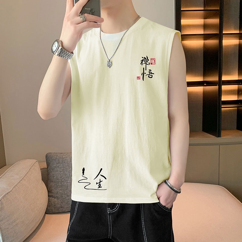 Áo Thun Thể Thao Sát Nách In Họa Tiết Trẻ Trung Thời Trang Hàn Quốc Cho Nam