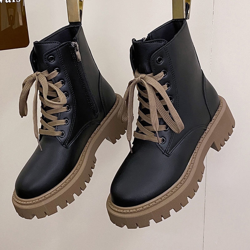 Giày Boot Cổ Ngắn Đế Bằng Thiết Kế Mỏng Thời Trang Theo Phong Cách Anh Dành Cho Nữ