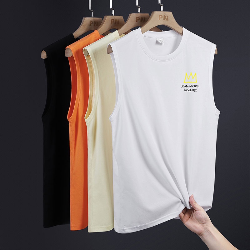 Áo Tank Top Cổ Tròn Dáng Rộng In Họa Tiết Thời Trang Mùa Hè Phong Cách Hàn Quốc Mới Cho Nam