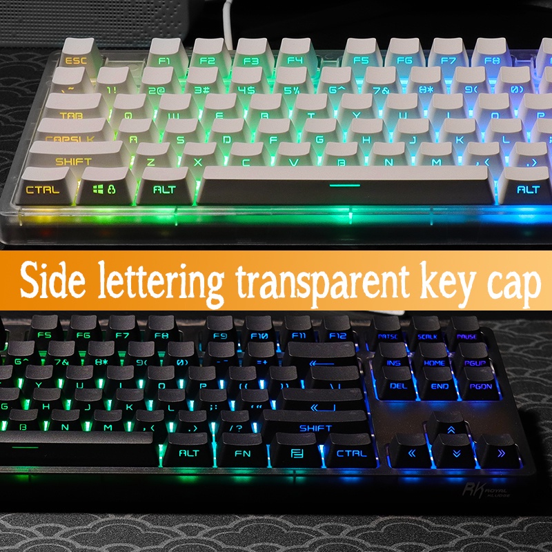 【JKDK】Pure white/black  keycaps side  font transmits light OEM profile PBT keycap set for mx switch keyboard