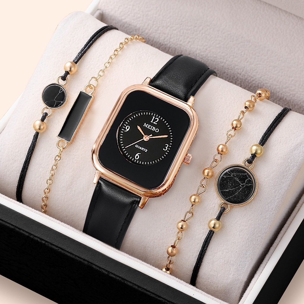 Đồng Hồ Nữ Dây Da Mặt Chữ Nhật Thời Trang