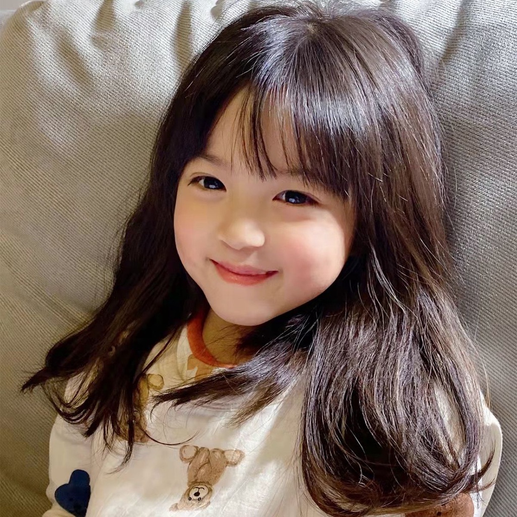 Bộ Tóc Giả Dài Thẳng Tự Nhiên Màu Vàng Kim Phong Cách Keli Cho Bé Gái