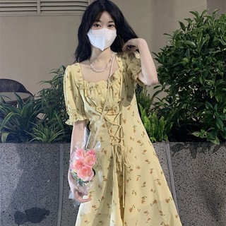 Đầm Hoa Cột Dây Nhấn Eo Phong Cách Pháp Thanh Lịch Dễ Phối Đồ Cho Nữ