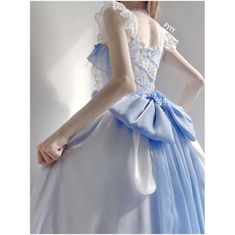 Chân Váy Dài Trung Bình In Hoa Kiểu Lolita Dễ Thương