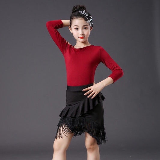 Đầm Khiêu Vũ latin Phối Tua Rua Thời Trang Cho Bé Gái 8.18