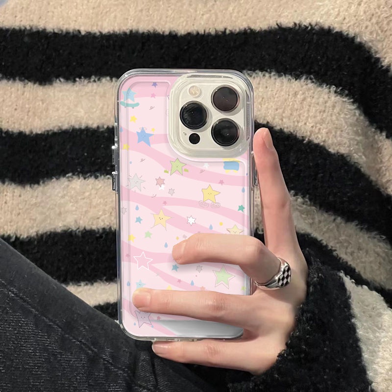 ✅Ốp Điện Thoại Mềm In Hình Ngôi Sao Nhỏ Màu Hồng Cho iPhone 14Promax 13 / 12 / 11 xr 7 / 8Plus