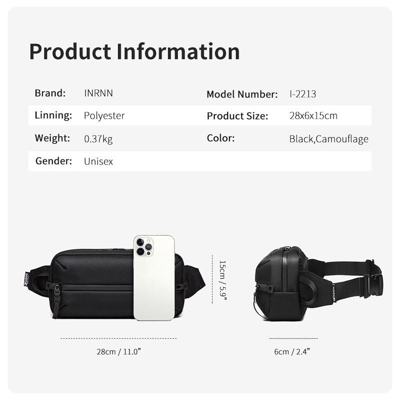 Túi Đeo Hông Chống Thấm Nước Thời Trang Cho Nam