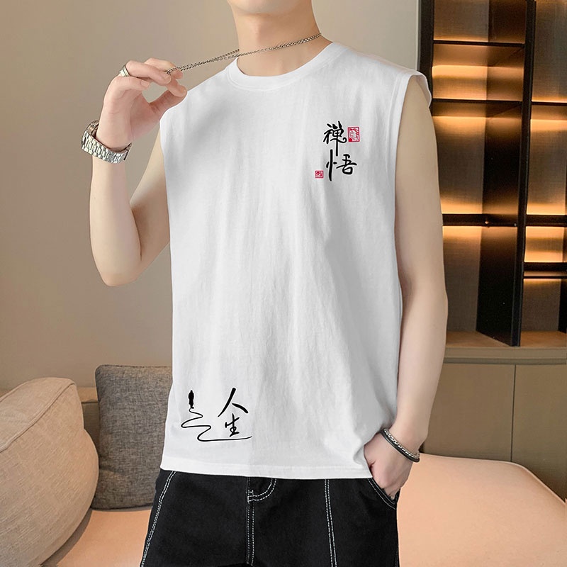 Áo Thun Thể Thao Sát Nách In Họa Tiết Trẻ Trung Thời Trang Hàn Quốc Cho Nam