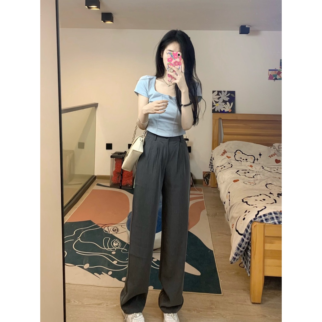 Áo Thun Ngắn Tay Cổ Vuông Dáng Ôm Thời Trang Mùa Hè Dành Cho Nữ