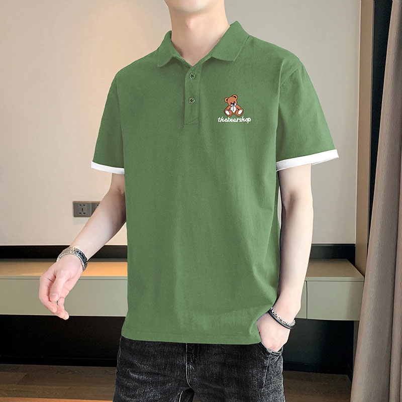 Áo polo Ngắn Tay In Hình Gấu Đơn Giản Thời Trang Mùa Hè Hàng Mới Dành Cho Bạn Nam