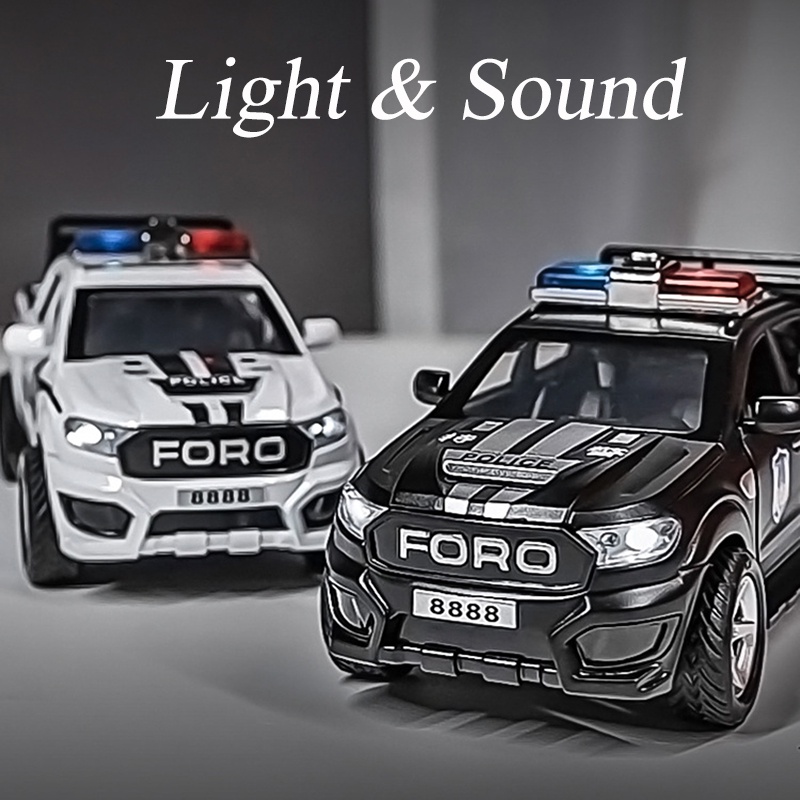 Mô Hình Xe Cảnh Sát Ford Raptor F350 Tỉ Lệ 1 / 32 Bằng Hợp Kim Kẽm Có Đèn Và Âm Thanh