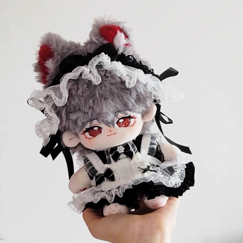 Bộ Đồ Hóa Trang Cô Hầu Gái 20cm Vải Cotton Phối Ren Đen Dễ Thương