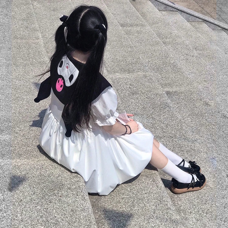 Hàng Có Sẵn Váy Búp Bê Kuromi Phong Cách Preppy Ngọt Ngào Dễ Thương Dáng Rộng Tay Phồng Mùa Hè