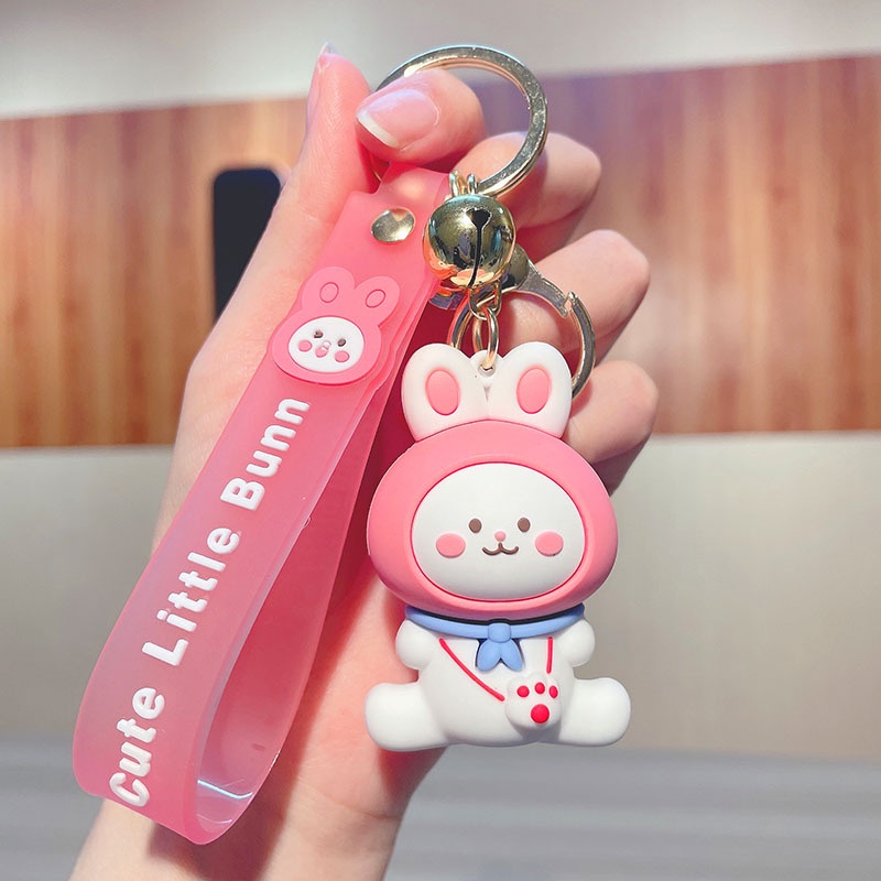 Móc Chìa Khóa Bằng PVC Hình Thỏ / Donut / Bánh Donut / Thỏ Hoạt Hình Dễ Thương