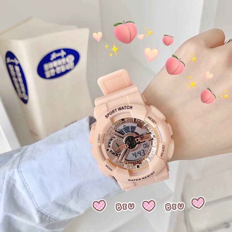 ✨Ins Influencer Đồng Hồ Điện Tử Màu Hồng Hoa Anh Đào Phong Cách Hàn Quốc Đơn Giản Cho Nữ Sinh Trung Học
