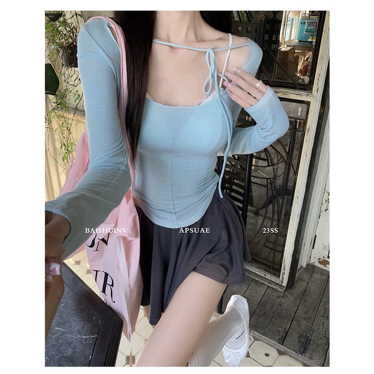 61836 Áo Thun / Váy Ba Lê Dài Tay Mỏng Vừa Vặn Cho Bé Gái