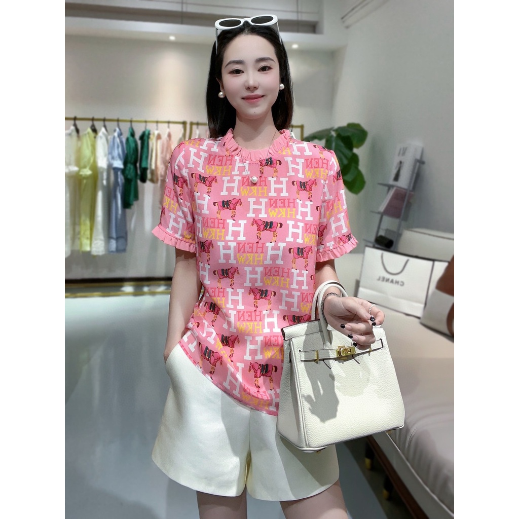 Áo Thun Lụa Mulberry Tay Ngắn Phong Cách Thời Trang Xuân Hè Mới 2023