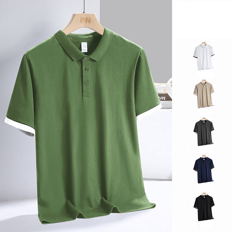 Áo polo Mỏng Tay Ngắn Màu Trơn Thời Trang Mùa Hè Cho Nam