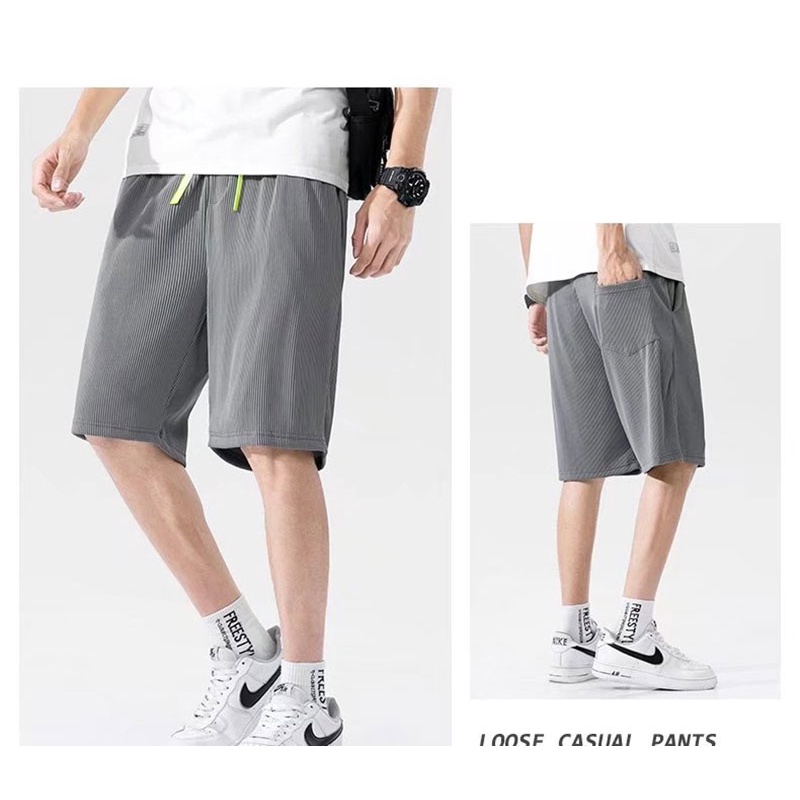 Quần Short Thể Thao Bóng Rổ Vải Lụa Lạnh Màu Sắc Đơn Giản Thời Trang Mùa Hè Cho Nam M-5XL