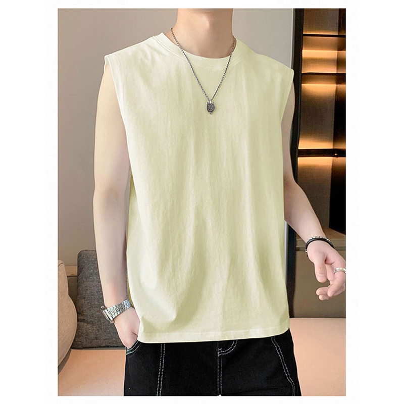 Áo Thun Thể Thao Sát Nách Cổ Tròn Dáng Rộng Màu Sắc Đơn Giản Cho Cặp Đôi