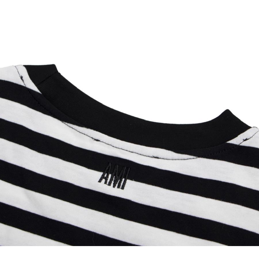 Áo Thun Cổ Tròn Kẻ Sọc Thêu Hình Trái Tim Phong Cách Mới Cho Nam Và Nữ