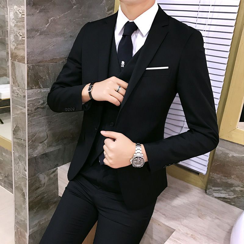 Set Đồ Vest Ba Món Phong Cách Hàn Quốc Cho Nam Sinh