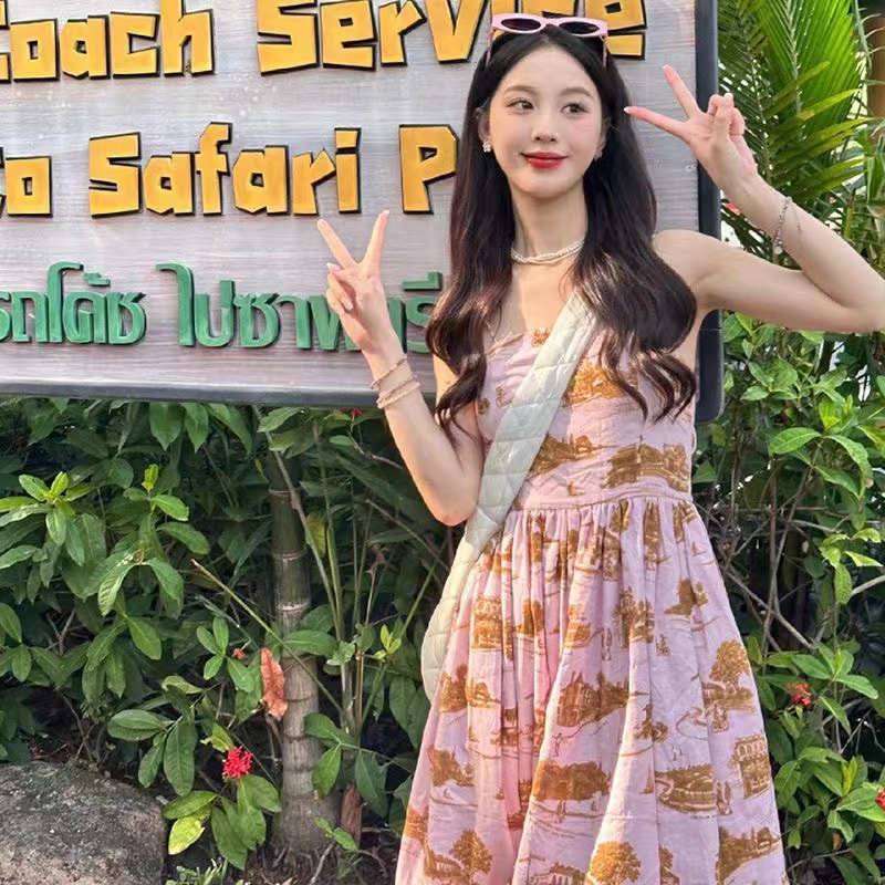 Đầm Hoa Hai Dây Nhấn Eo Phong Cách Pháp Thanh Lịch Mẫu Mới 2023