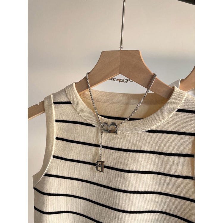 Áo Dệt Kim Thể Thao Sát Nách Kẻ Sọc Thời Trang Mùa Hè Cho Nữ