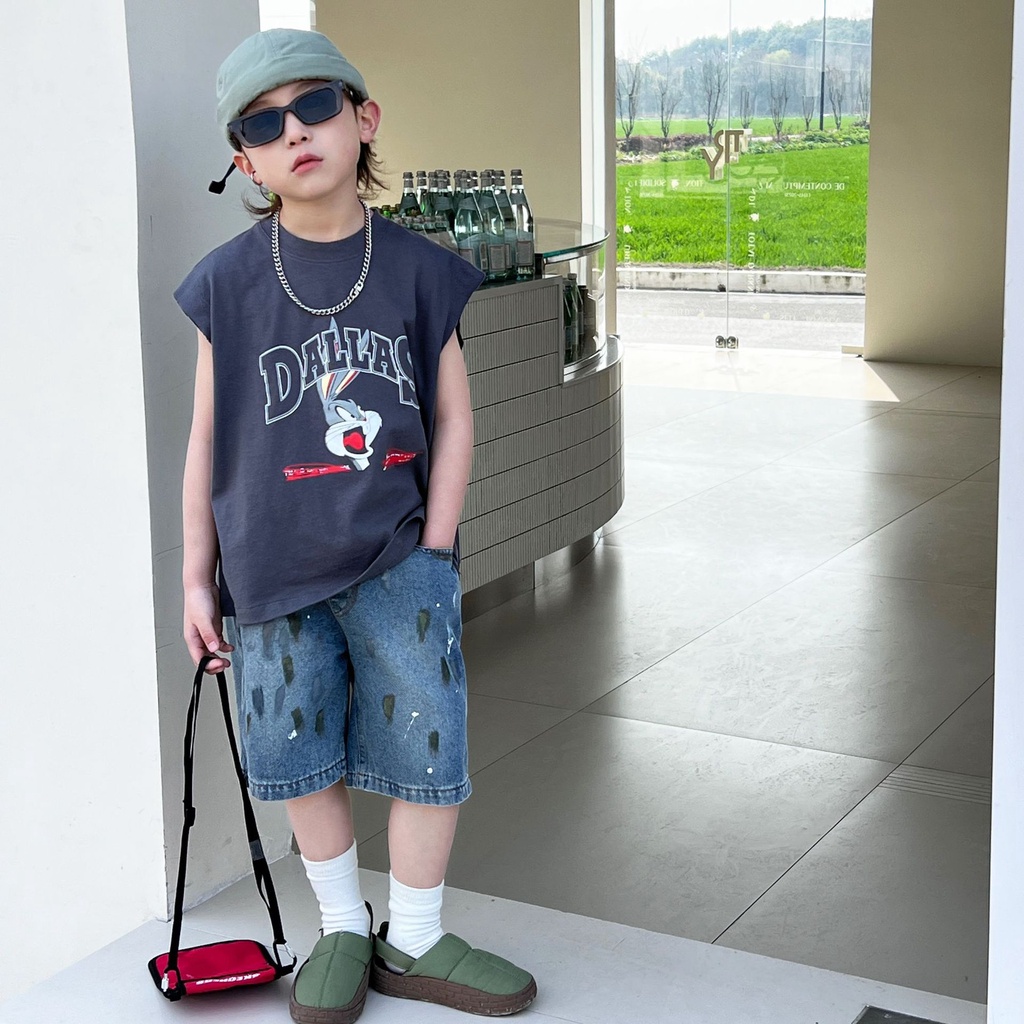 Áo ba lỗ bé trai thỏ DAL A277 size 90-140, áo tanktop trẻ em quảng châu cao cấp