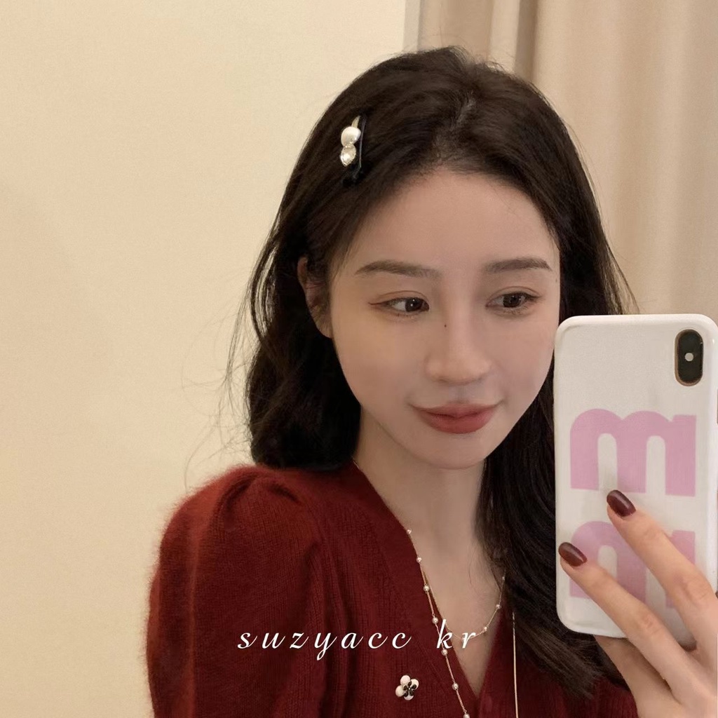 Xiao Xiangfeng Kẹp Tóc Đính Đá Ngọc Trai Nhân Tạo Nhẹ Nhàng Thời Trang Thu Đông 2022 Mới