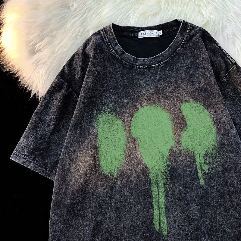 Áo Thun Tay Ngắn Dáng Rộng In Họa Tiết Đơn Giản Thời Trang Đường Phố Mới Cho Nam