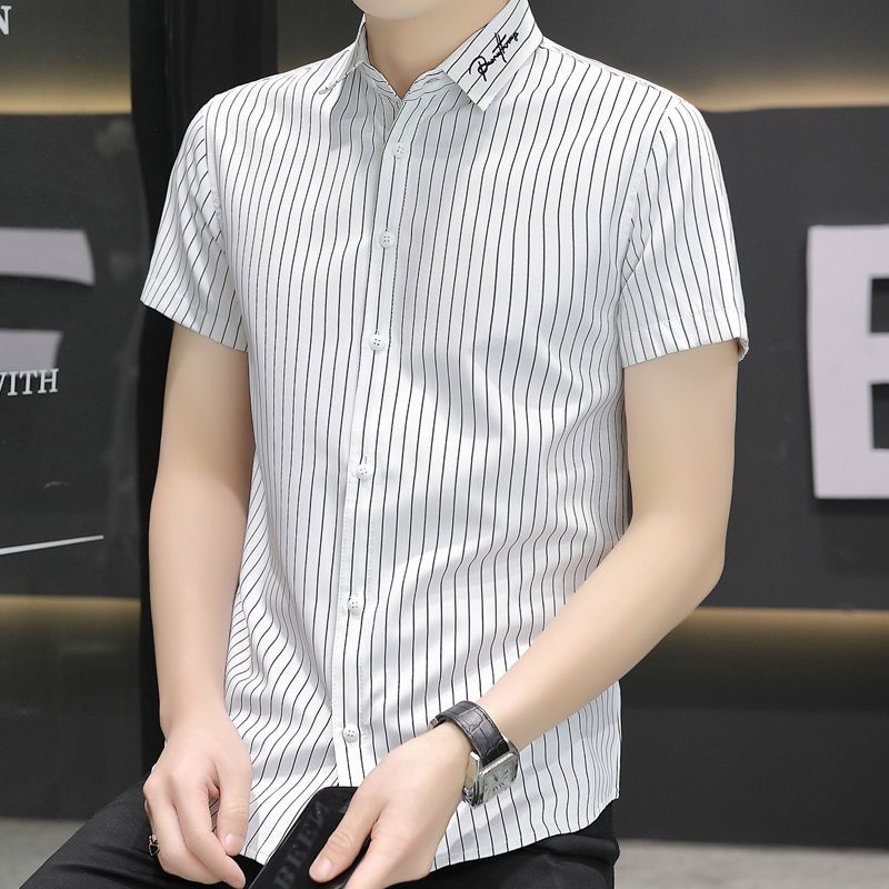 Áo Sơ Mi Tay Ngắn Size Lớn [40% off] Phong Cách Hàn Quốc Thời Trang Mùa Hè Cho Nam