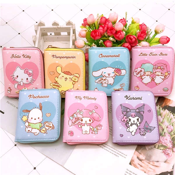 Ví Đựng Tiền Xu / Thẻ Dáng Ngắn Có Khóa Kéo In Hoạt Hình Kuromi PC Dễ Thương