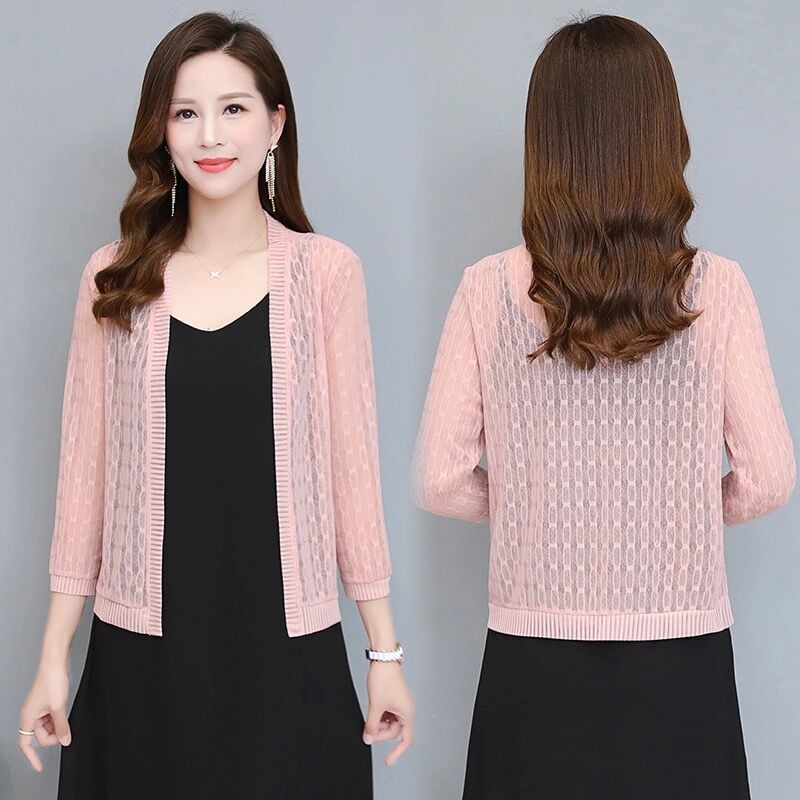 áo chống nắng áo khoác nắng ▲✻☌Áo Khoác cardigan Ren Ngắn Chống Nắng Mùa Hè Kích Thước Lớn Có Váy Ngắn Cho Nữ