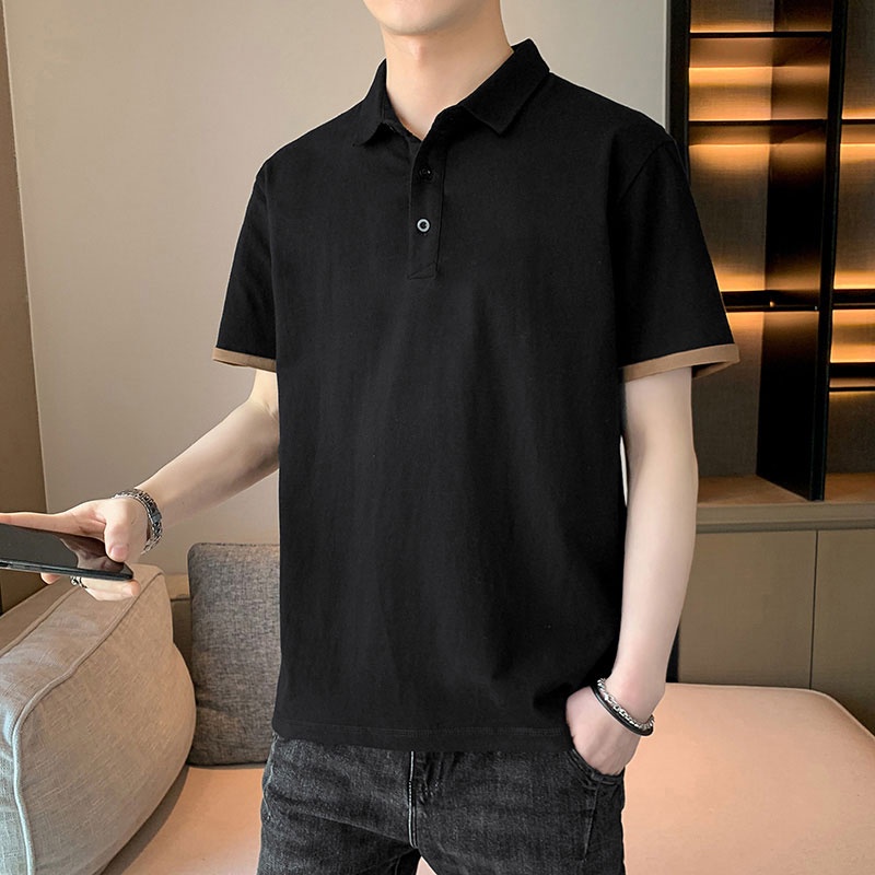 Áo polo Tay Ngắn Dáng Rộng Màu Trơn Phong Cách Hàn Quốc Thời Trang Mùa Hè Mới Cho Nam