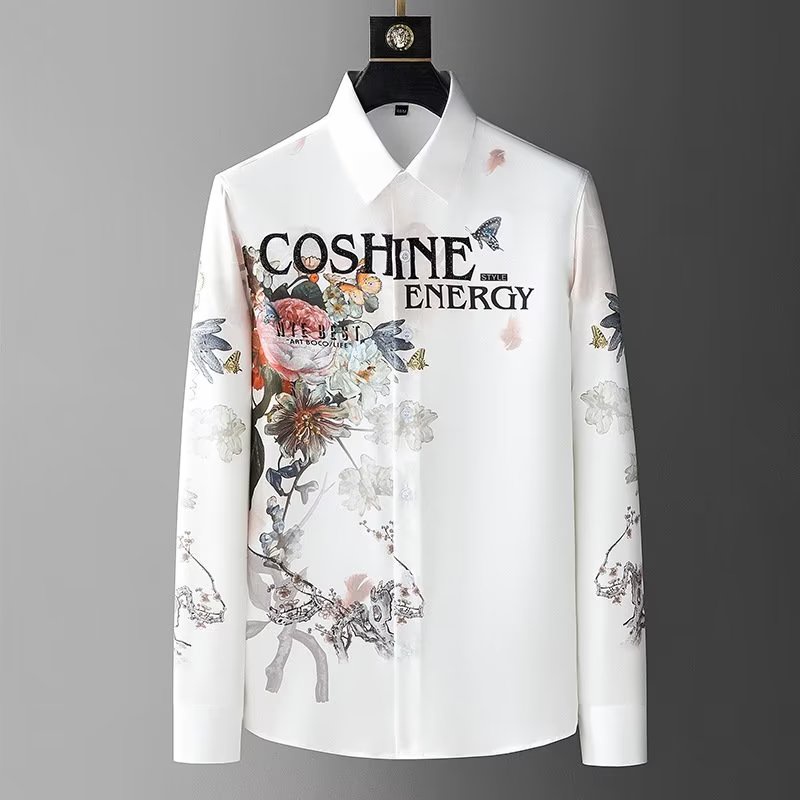 Áo Sơ Mi Nam Dài Tay Dáng Ôm In Họa Tiết Phong Cách Châu Âu Sang Trọng Size m-4xl