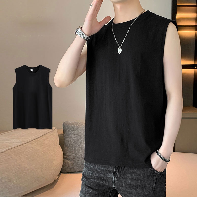 Áo Thun Thể Thao Sát Nách Cổ Tròn Dáng Rộng Màu Sắc Đơn Giản Cho Cặp Đôi