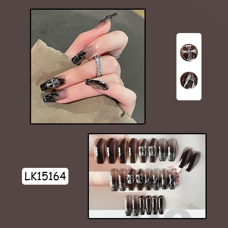 Set 24 móng giả cao cấp đính charm đá cao cấp sang trọng + tặng kèm keo dán chống nước MO09