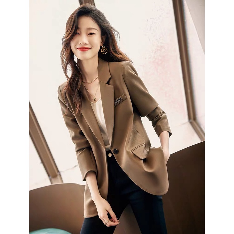 Áo Khoác Vest Màu Cà Phê Phong Cách Phương Tây Thời Trang Cao Cấp Cho Nữ