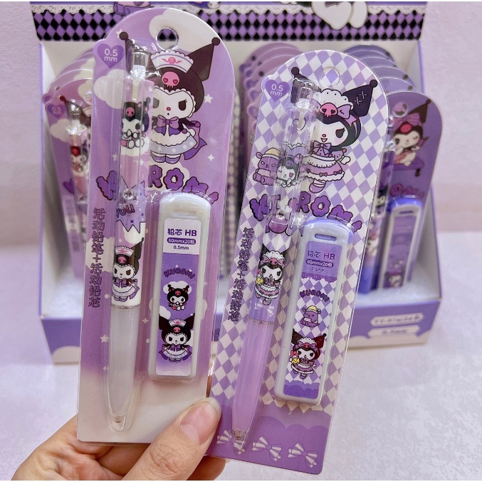 Bộ bút chì tự động nhỏ xinh kuromi HB được thiết kế đáng yêu gồm cả bút chì đen HB và bút chì màu đầy màu sắc là món quà thú vị cho học sinh