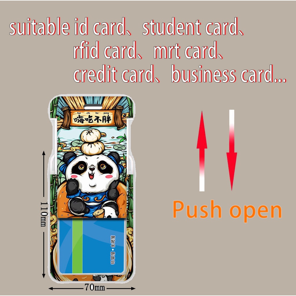 Set 4 Dây Đeo Thẻ ID / Thẻ ID Hình Gấu Trúc Dễ Thương Cho Học Sinh