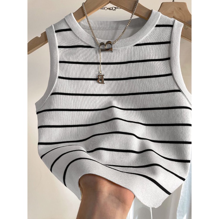 Áo Dệt Kim Thể Thao Sát Nách Kẻ Sọc Thời Trang Mùa Hè Cho Nữ