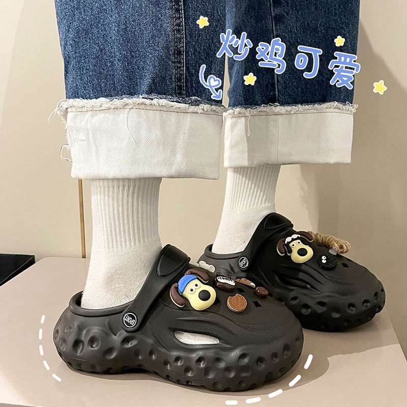 Xăng đan Đế Dày 5Cm Thoáng Khí Họa Tiết Hoạt Hình Phong Cách Hàn Quốc