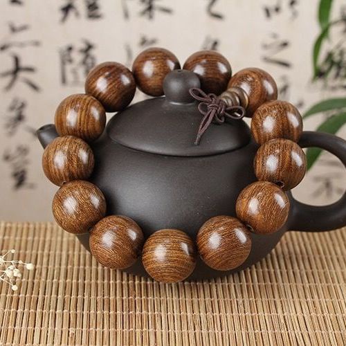 Vòng Tay Chuỗi Hạt Gỗ Đàn Hương 9T Màu Vàng Đồng Phong Cách Phật Giáo