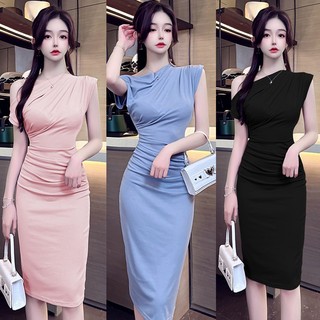 Gợi Cảm Tinh Khiết Desire Một Vai Mông Cận Đóng Váy Cô Gái Nóng Rò Rỉ Vai Skinny Mông Giữa Chiều Dài Nửa Tay Đầm